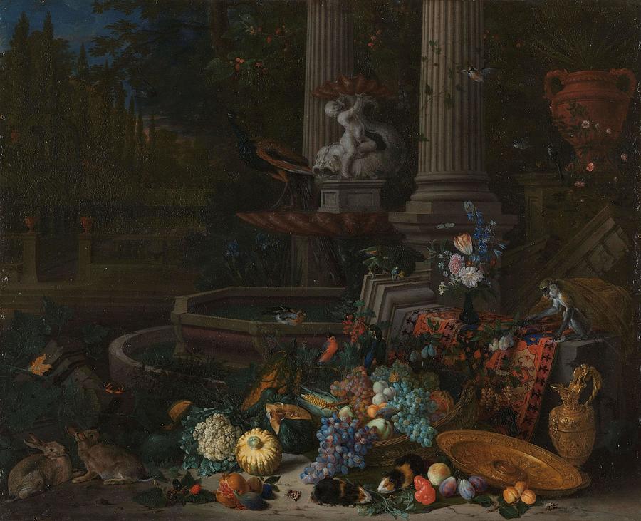 Still Life near a Fountain. #1 Painting by Pieter Gijsels