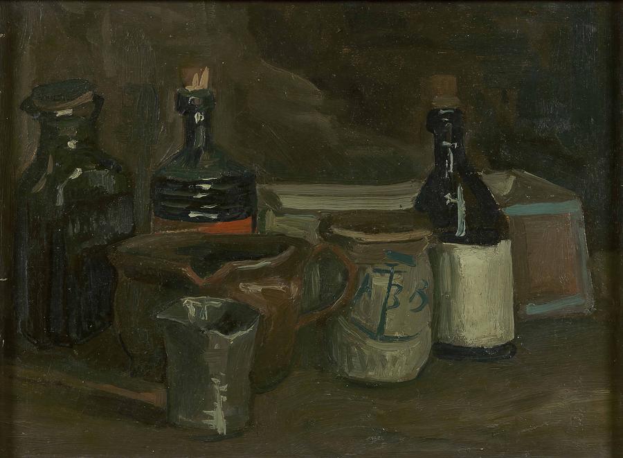 Vincent Van Gogh Painting - Still Life With Bottles And Earthenware by Vincent Van Gogh Vincent Van Gogh Painting - Still Life With Bottles And Earthenware by Vincent Van Gogh
