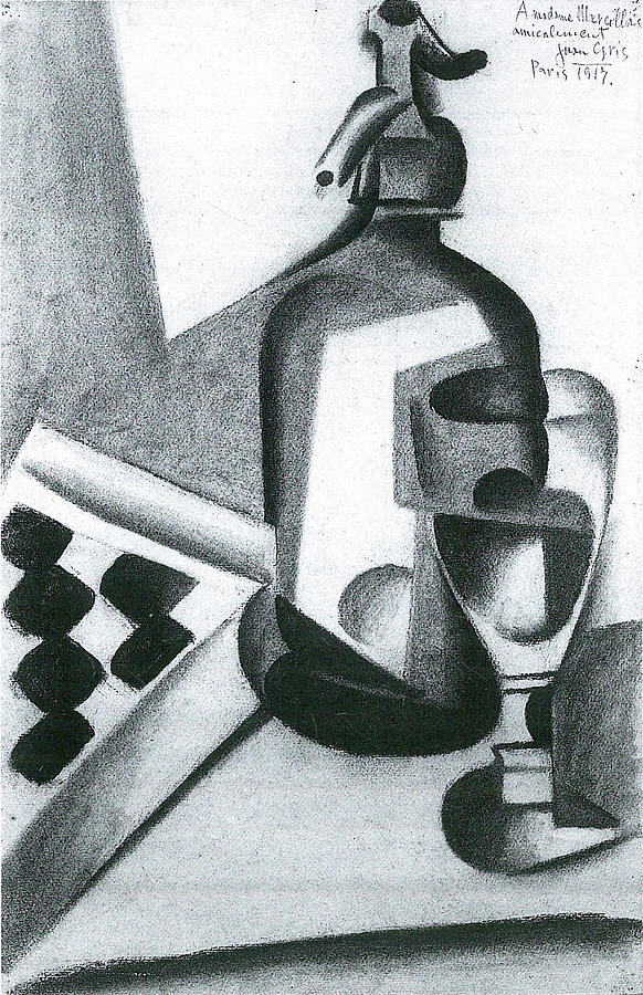 Still Life with bottles and knives #1 Painting by Juan Gris