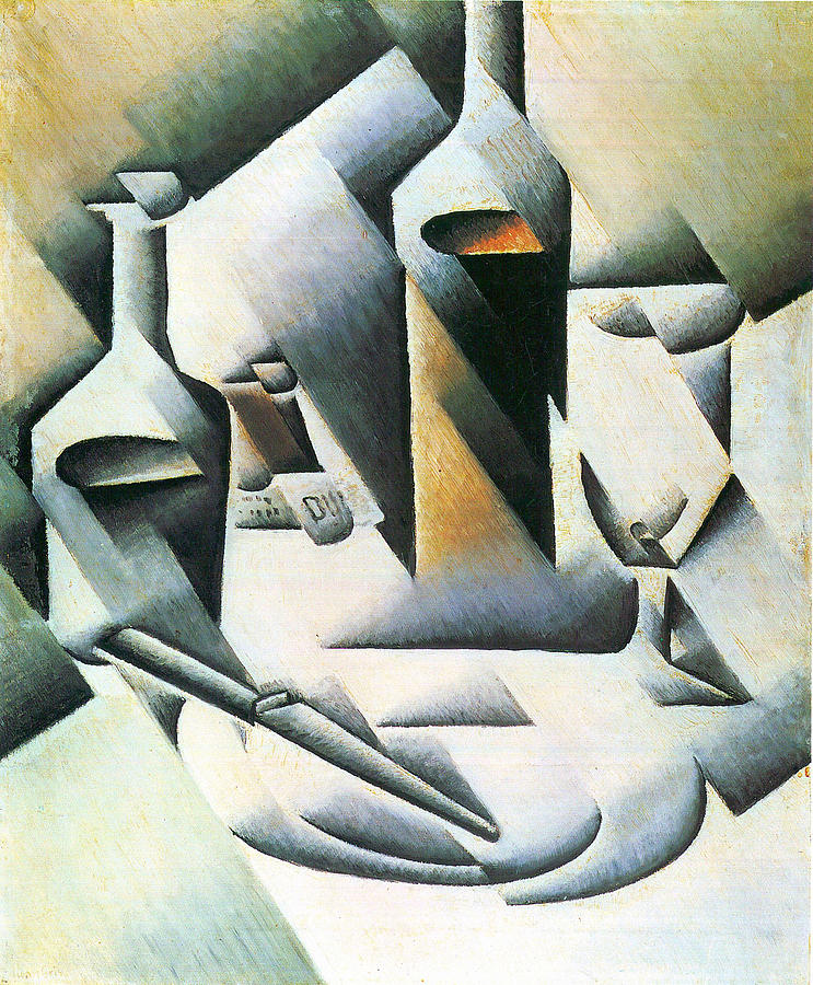 Still Life with Fruit bowl and mandolin #1 Painting by Juan Gris