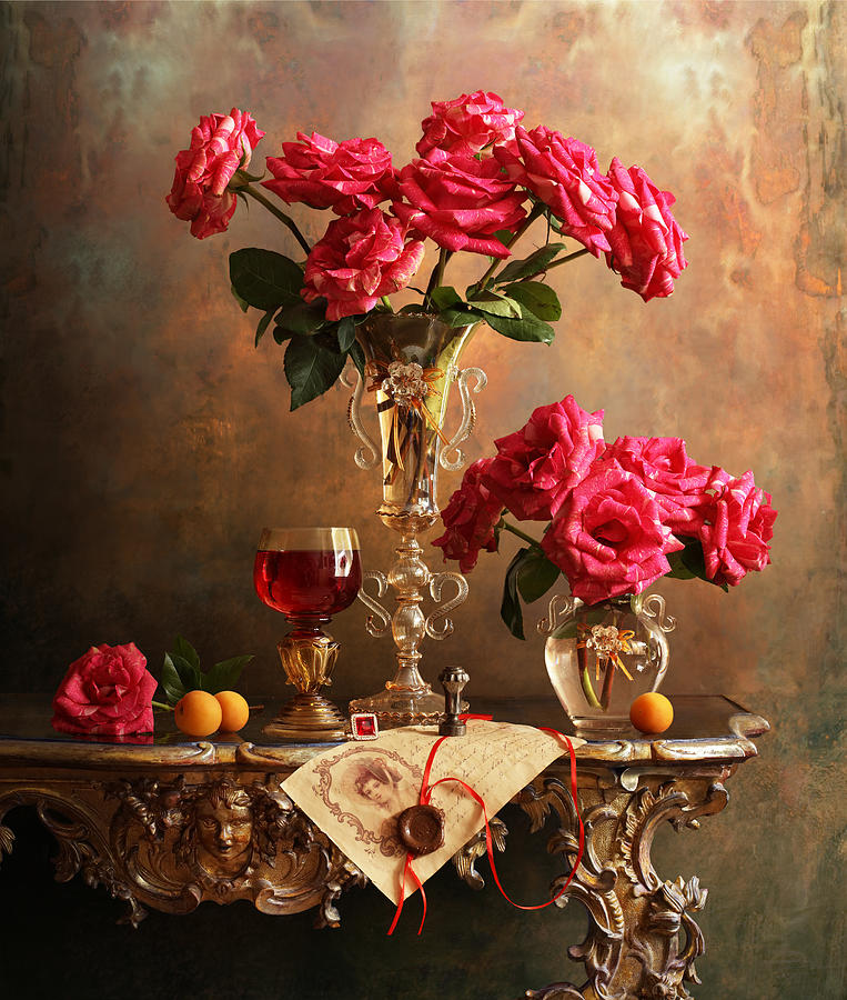 Flower Photograph - Still Life With Roses #1 by Andrey Morozov