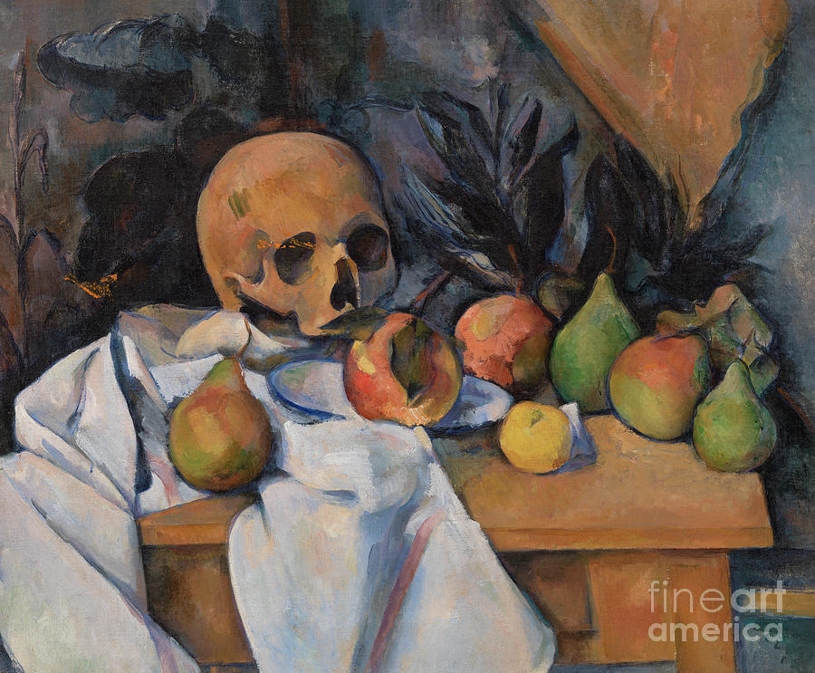 Paul Cezanne Painting - Still Life with Skull by Paul Cezanne