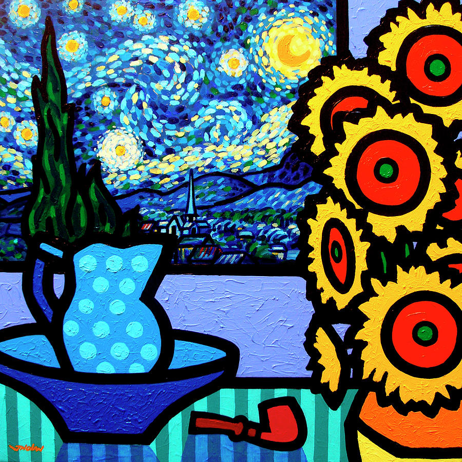 Flower Digital Art - Still Life With Starry Night #1 by John Nolan