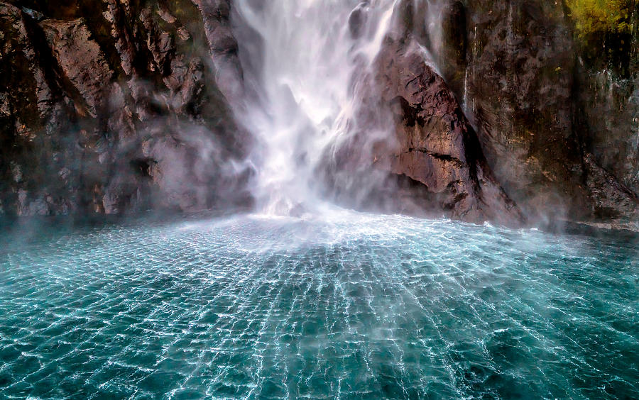 Milford Sound Photograph - Stirling Falls Along Milford Sound #1 by Hua Zhu