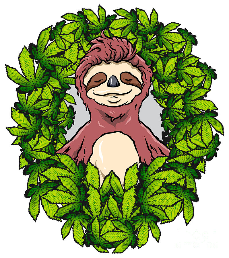 Pot Digital Art - Stoned Sloth Weed Cannabis THC CBD Ganja #1 by Mister Tee