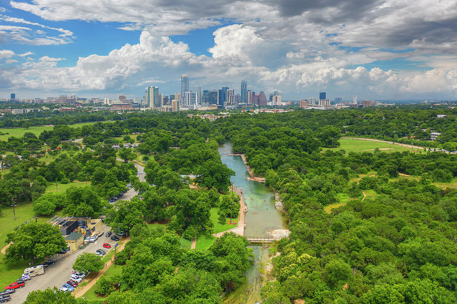 Storm Clouds over Austin and Barton Springs 6111 #1 Photograph by Rob Greebon