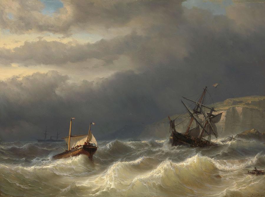 Storm in the Strait of Dover. #1 Painting by Louis Meijer