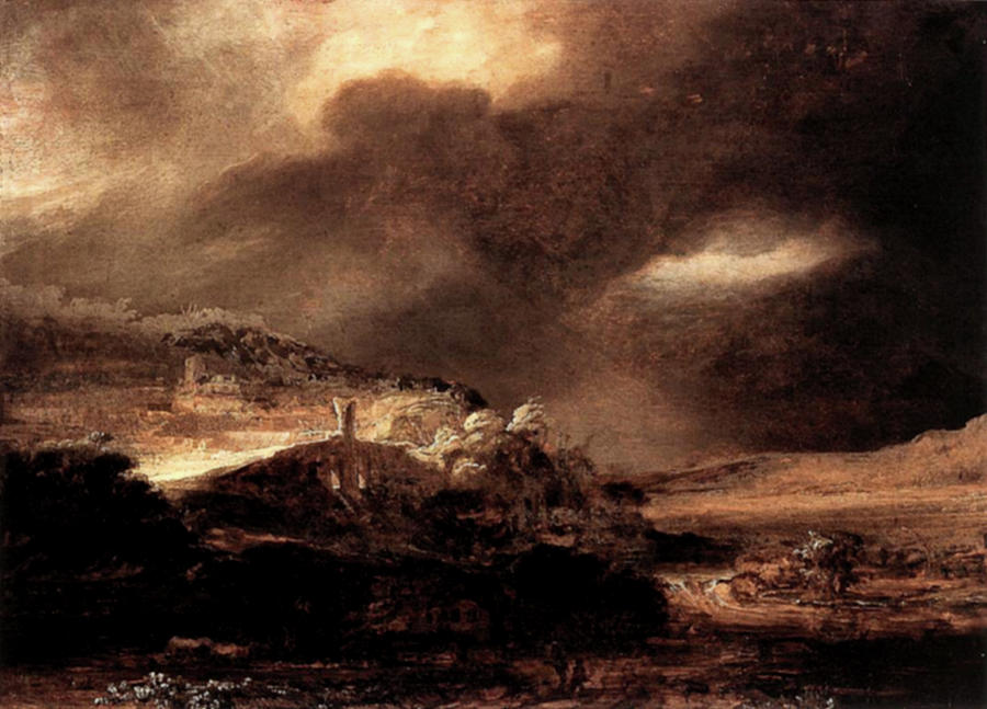 Rembrandt Van Rijn Painting - Stormy Landscape  by Rembrandt van Rijn