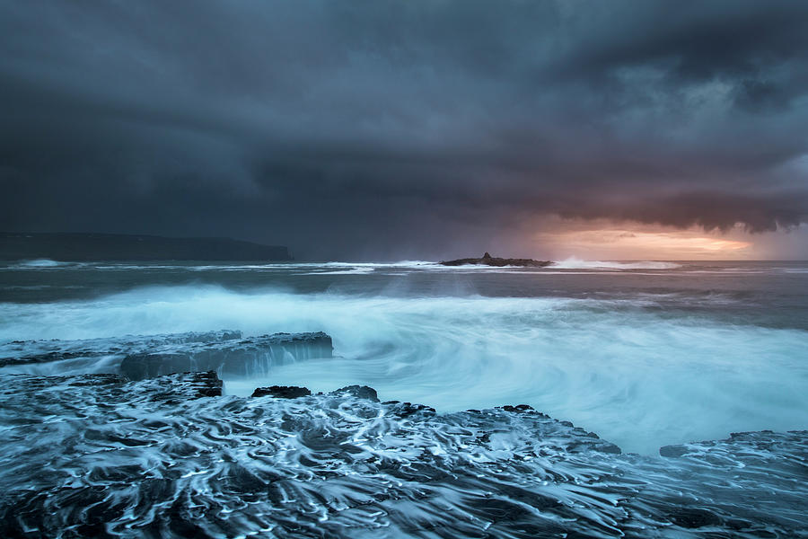 Nature Digital Art - Stormy Winter Sunset, Crab Island, Doolin, Clare, Ireland #1 by George Karbus Photography
