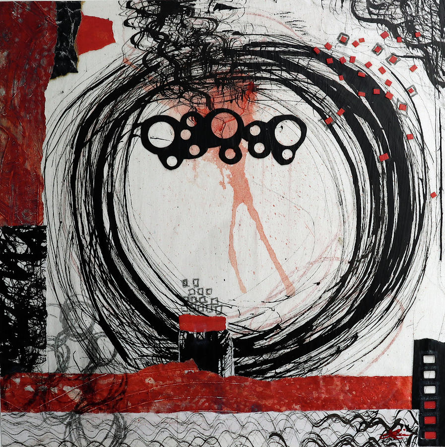 Circle Mixed Media - Strawberry Moon by Laura Lein-Svencner Circle Mixed Media - Strawberry Moon by Laura Lein-Svencner
