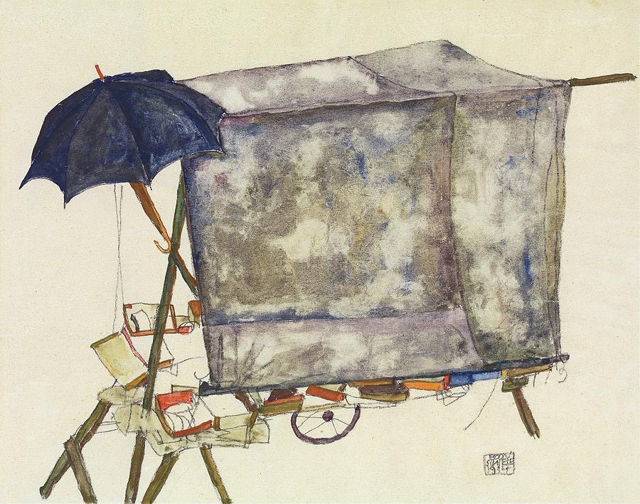 Egon Schiele Painting - Street Cart by Egon Schiele