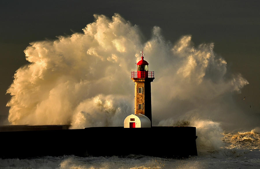 Lighthouse Photograph - Strength Of The Sea #1 by Jos Augusto Suzano Magalhes