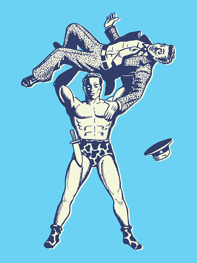Strong Man Lifting Man Over His Head Drawing by CSA Images - Pixels