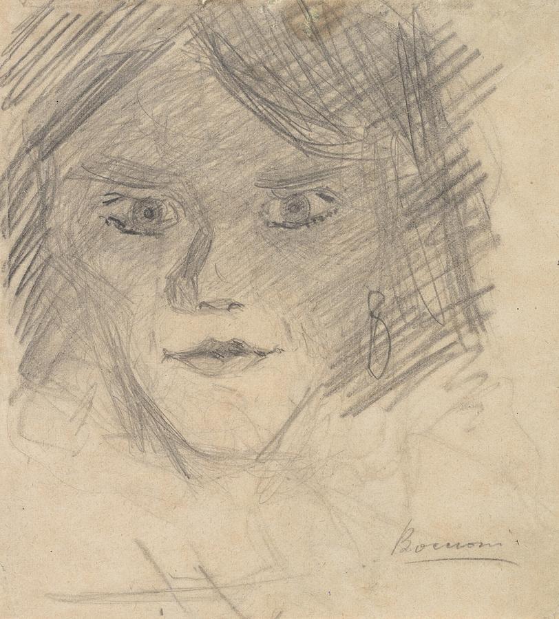 Portrait Drawing - Study For modern Idol by Umberto Boccioni