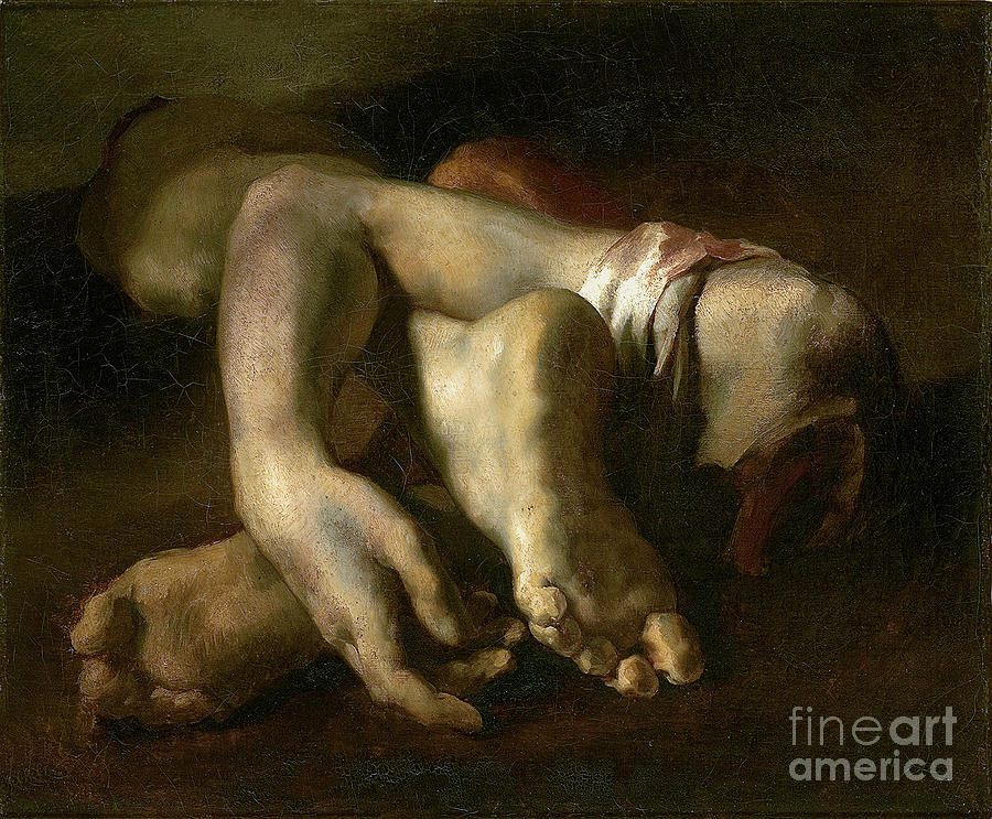 Study Of Feet And Hands, C.1818-19 (oil On Canvas) Painting by Theodore Gericault