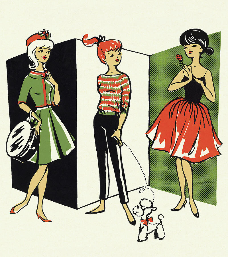 Vintage Drawing - Stylish Ladies #1 by CSA Images