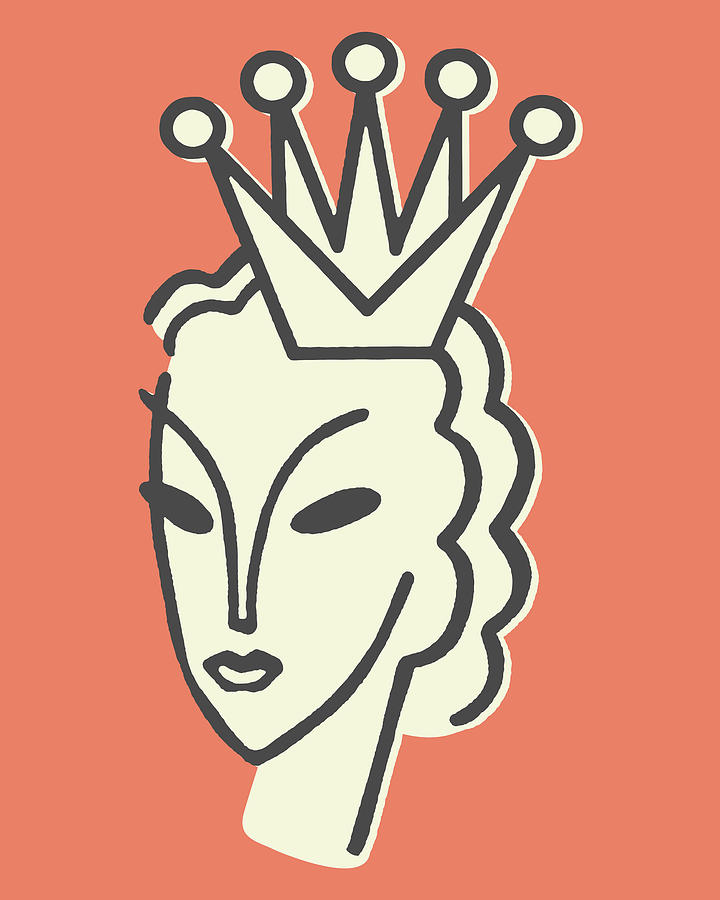 Queen Drawing - Stylized Woman Wearing Crown #1 by CSA Images