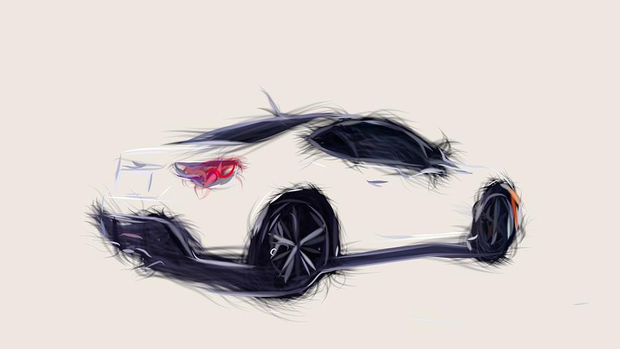 Subaru BRZ Drawing #2 Digital Art by CarsToon Concept