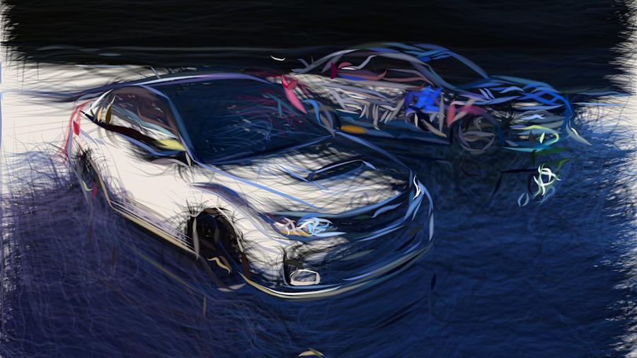 Subaru Impreza WRX STI S206 Draw #2 Digital Art by CarsToon Concept
