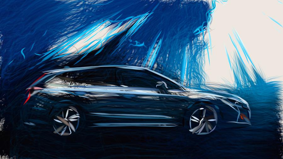Subaru Levorg Drawing #2 Digital Art by CarsToon Concept