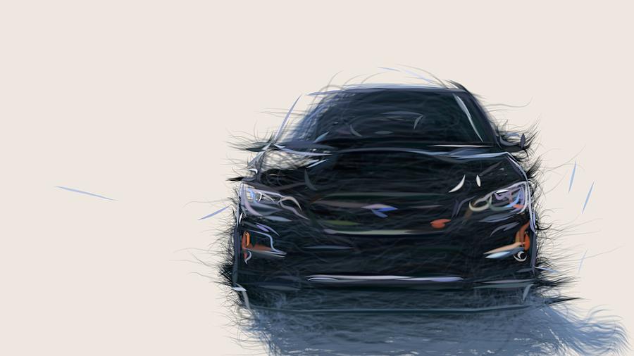 Subaru Levorg STI Sport Draw #2 Digital Art by CarsToon Concept
