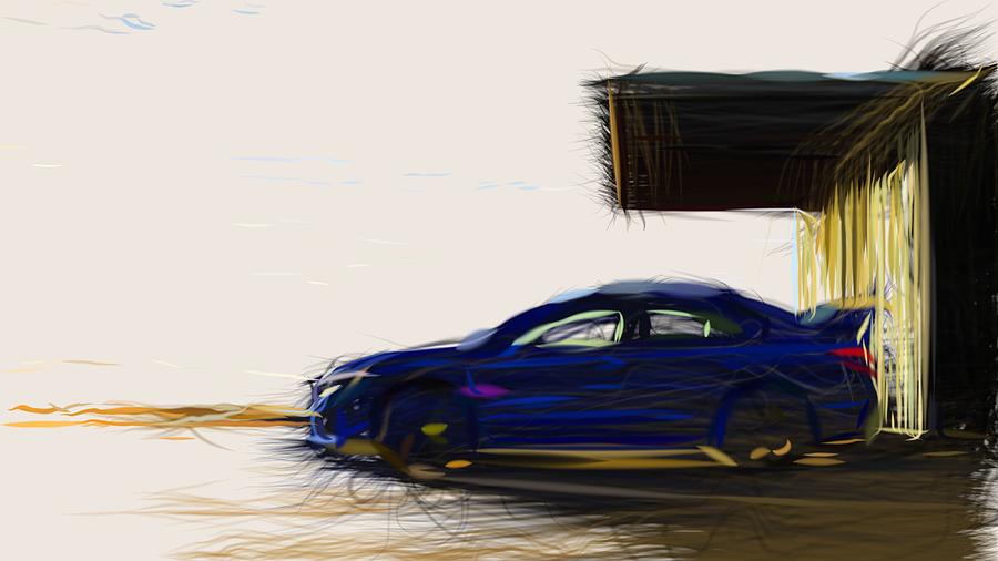 Subaru WRX STI Drawing #2 Digital Art by CarsToon Concept