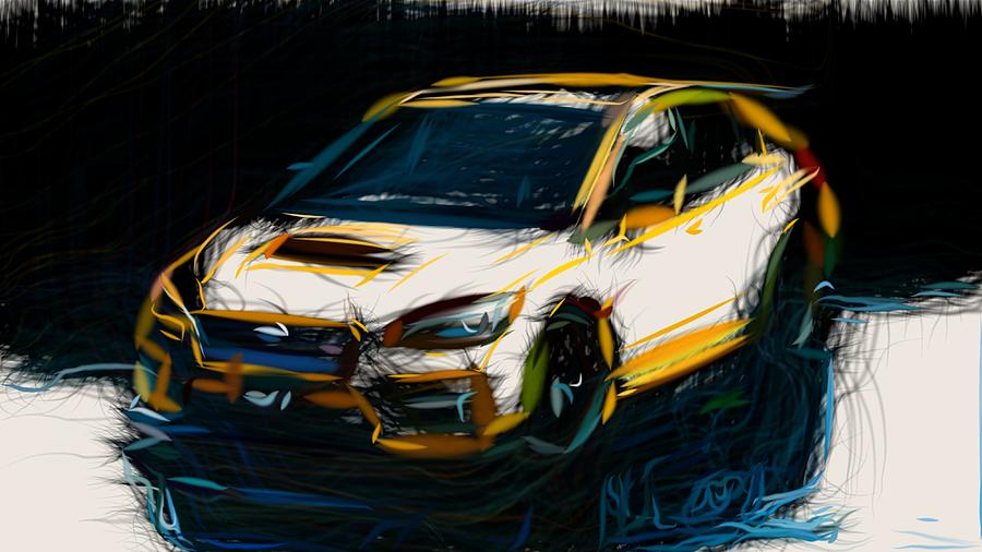 Subaru WRX STI S207 Draw #2 Digital Art by CarsToon Concept