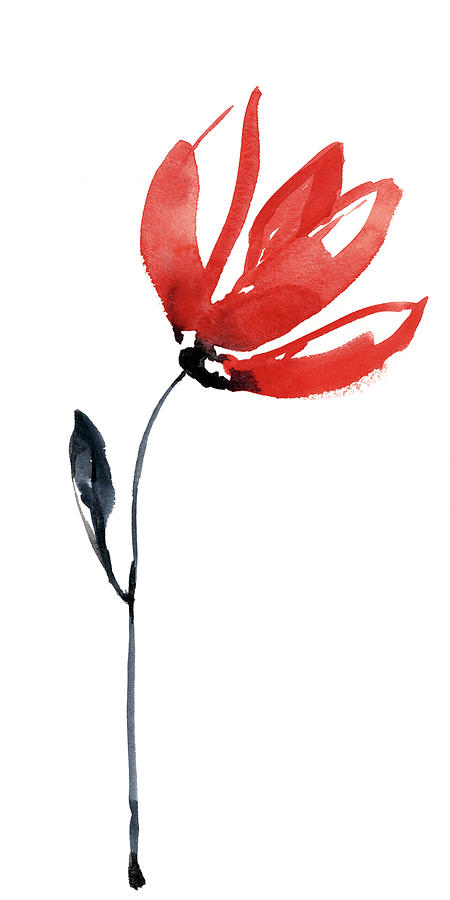 Flower Painting - Sumi-e En Rouge I #1 by Jennifer Goldberger