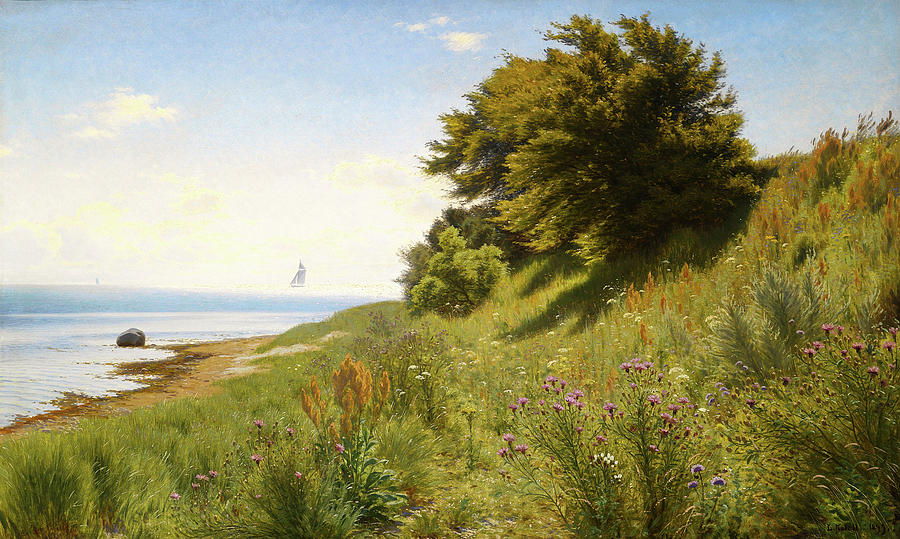 Landscape Painting - Summer Day At The Sea by Mountain Dreams Landscape Painting - Summer Day At The Sea by Mountain Dreams