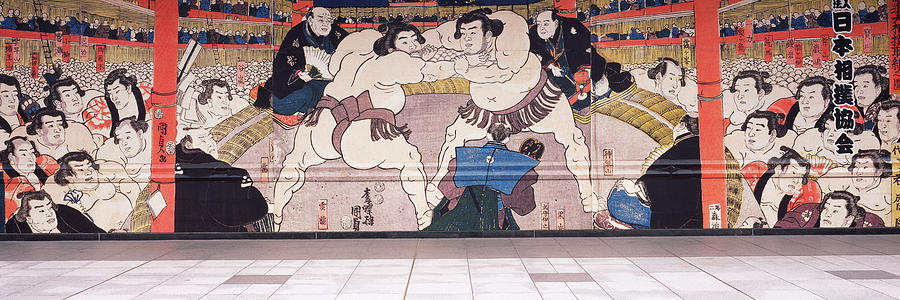 Sumo Wrestling Mural On A Wall, Ryogoku #1 Photograph by Panoramic Images