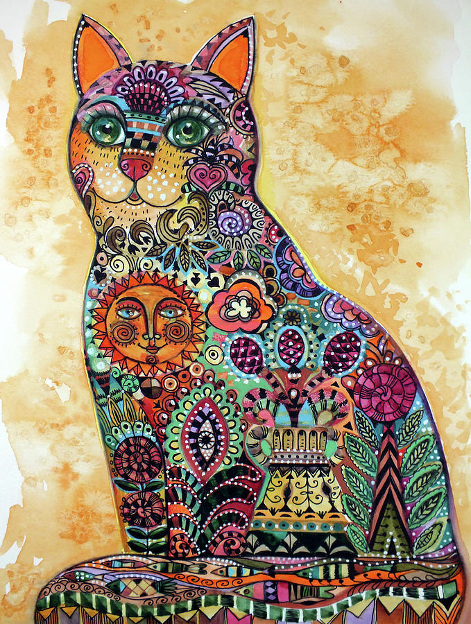 Sun Cat Painting by Oxana Zaika - Fine Art America