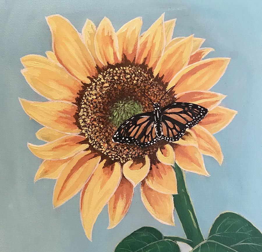 Sunflower Butterfly Painting by Kate Frances - Fine Art America