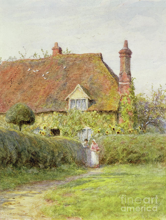 Sunflower Cottage Painting by Helen Allingham