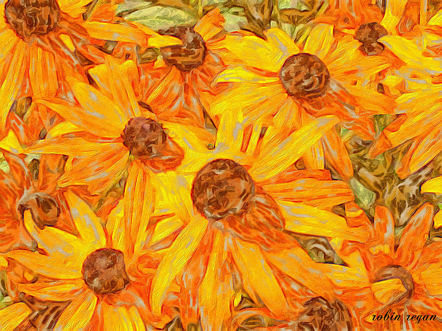 Flower Mixed Media - Sunflowers by Robin Regan