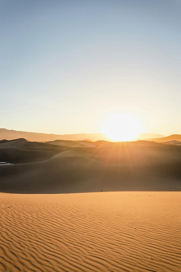 Death Valley National Park Digital Art - Sunlit Mesquite Flat Sand Dunes In Death Valley National Park, California, Usa #1 by Manuel Sulzer