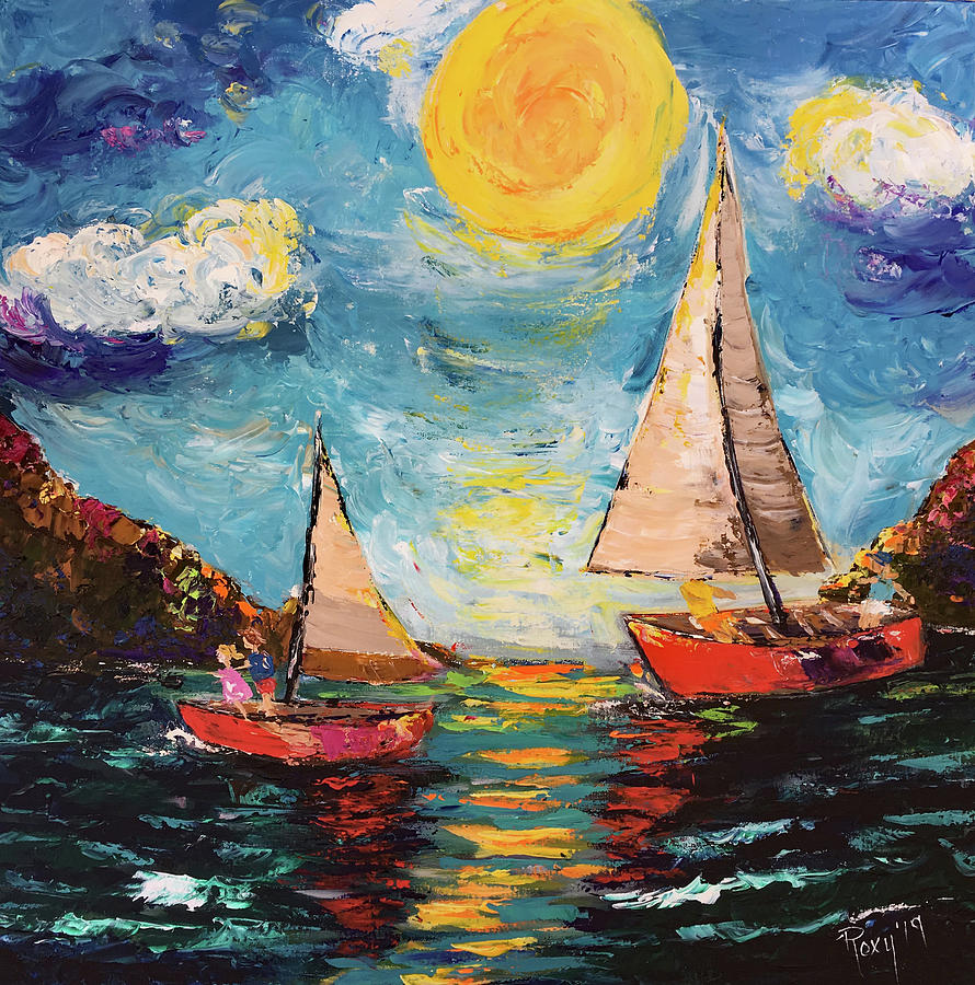 Sunny Sails Painting by Roxy Rich