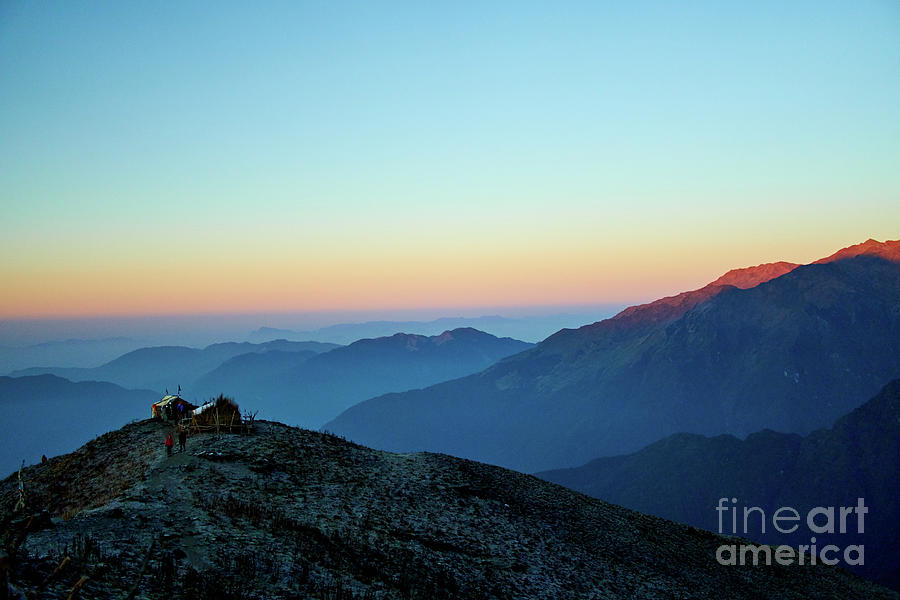 Sunrise above mountain in valley Himalayas mountains Mardi Himal #1 Photograph by Raimond Klavins