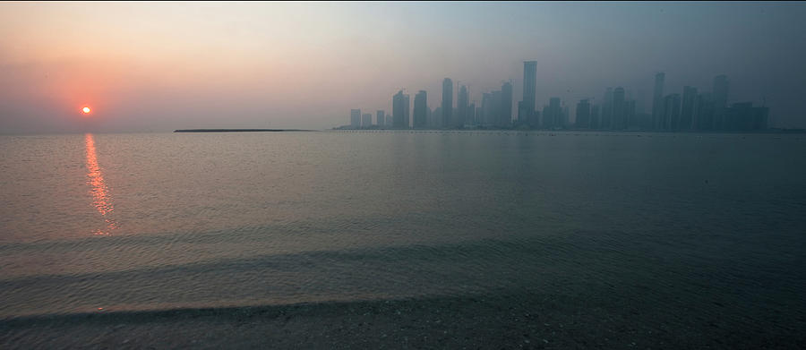 Sunrise Behind Doha Skyline #1 Photograph by Shahin Olakara Photography
