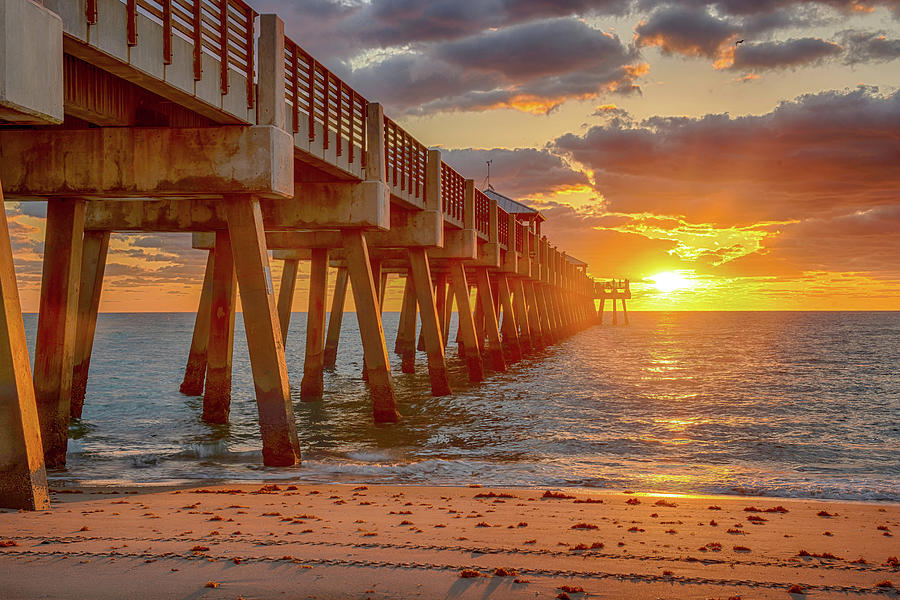 Sunrise Juno Beach pier #1 Photograph by Jay Seeley