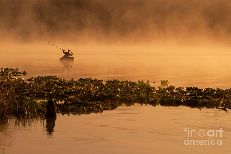 Inspirational Photograph - Sunrise on Lake Cassidy with Fisherman #1 by Jim Corwin