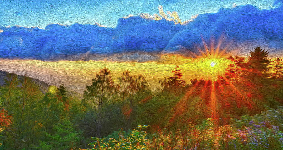 Sunrise On Mount Mitchell Digital Painting #1 Photograph by Alex Grichenko