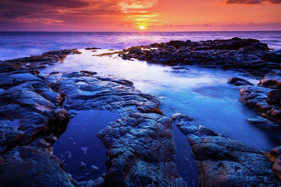 Sunset And Tide Pool Above The Pacific Photograph By Russ Bishop - Fine 