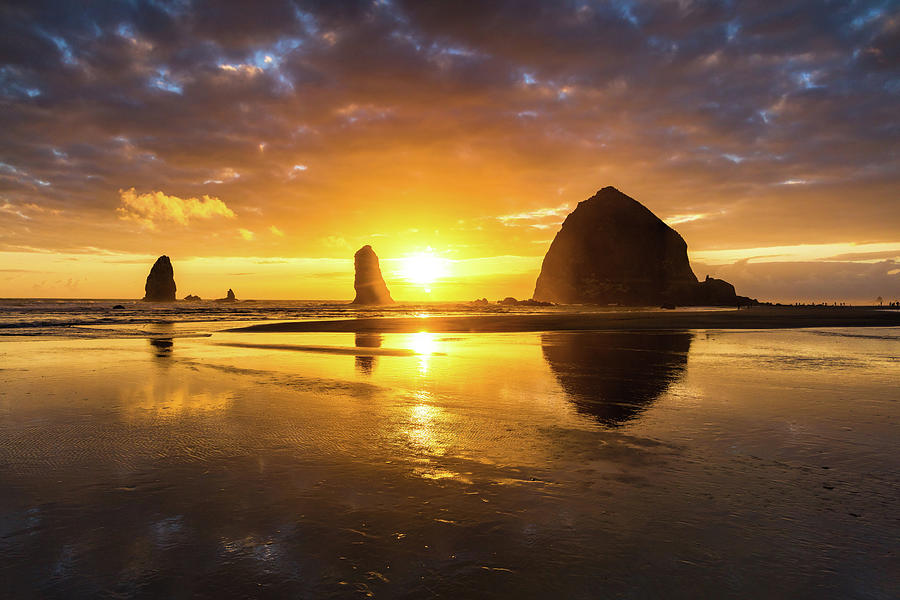 Sunset at Cannon Beach #2 Photograph by Mike Centioli