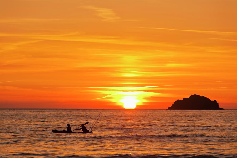 Sunset At Polzeath Beach cornwall, England #1 Photograph by Jalag / Sren Gammelmark