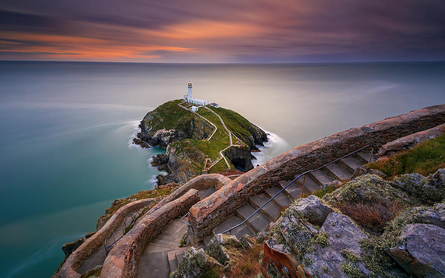Lighthouse Photograph - Sunset At South Stack Lighthouse #1 by Peter Krocka