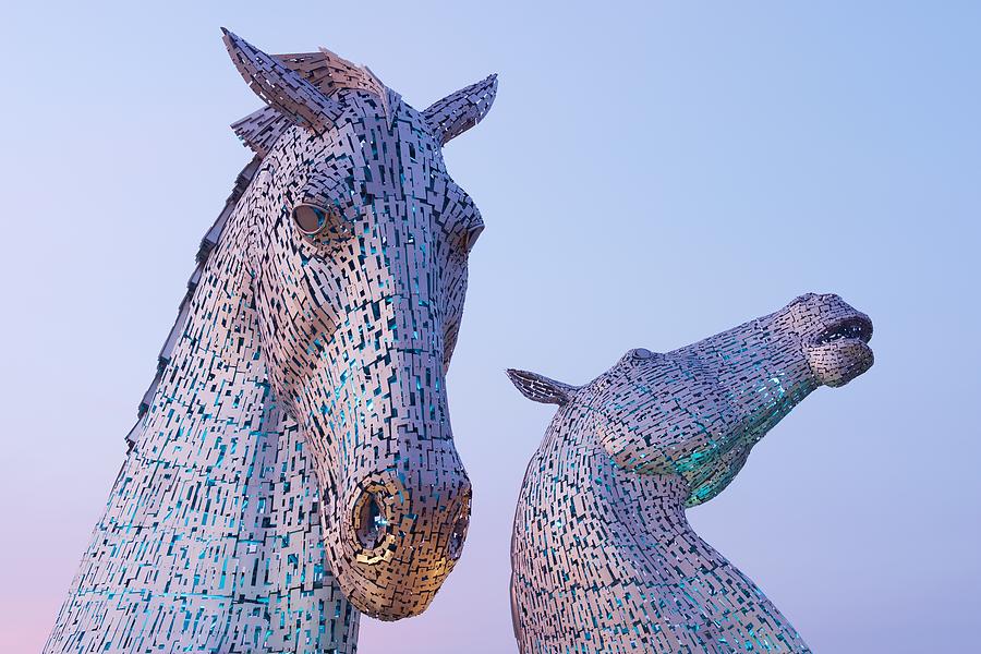 Sunset at the Kelpies #1 Photograph by Stephen Taylor