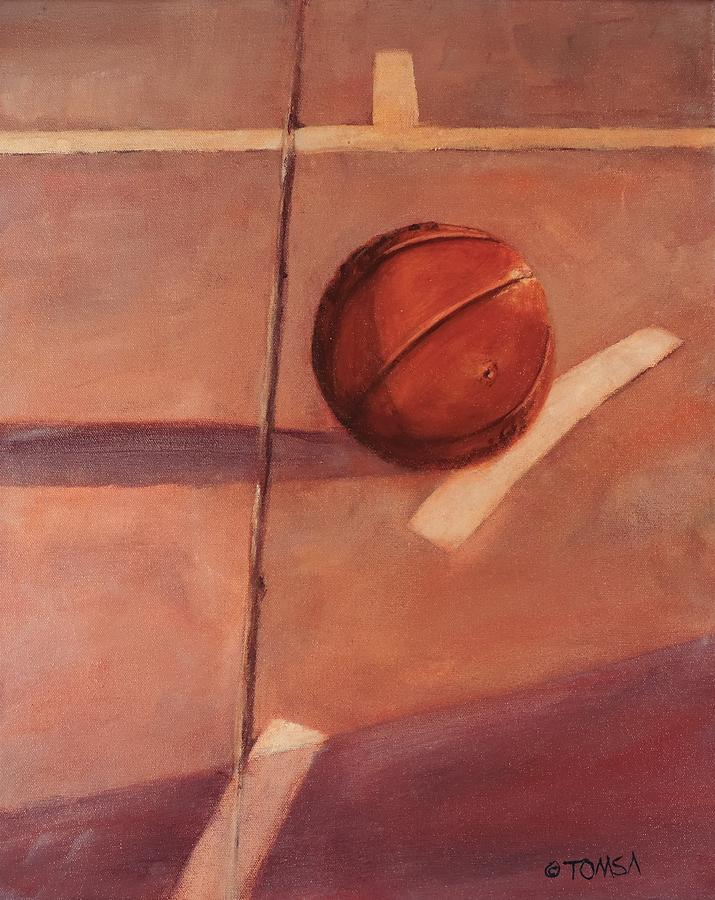 Sunset Ball and Court Painting by Bill Tomsa