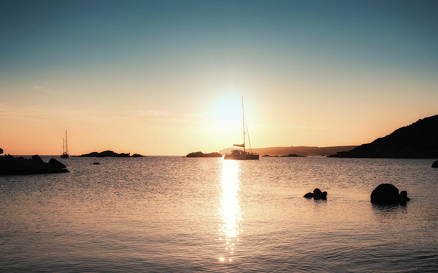 Sunset From Beach At Cavallo Island In Corsica Photograph