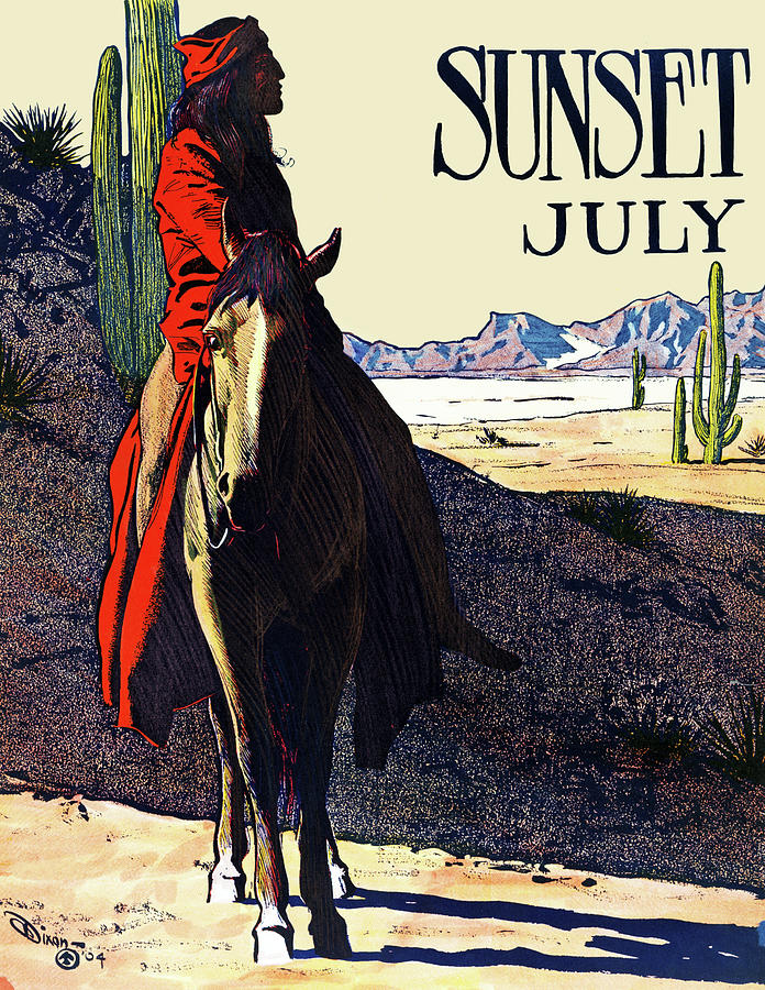 Horse Painting - Sunset July #1 by Maynard Dixon