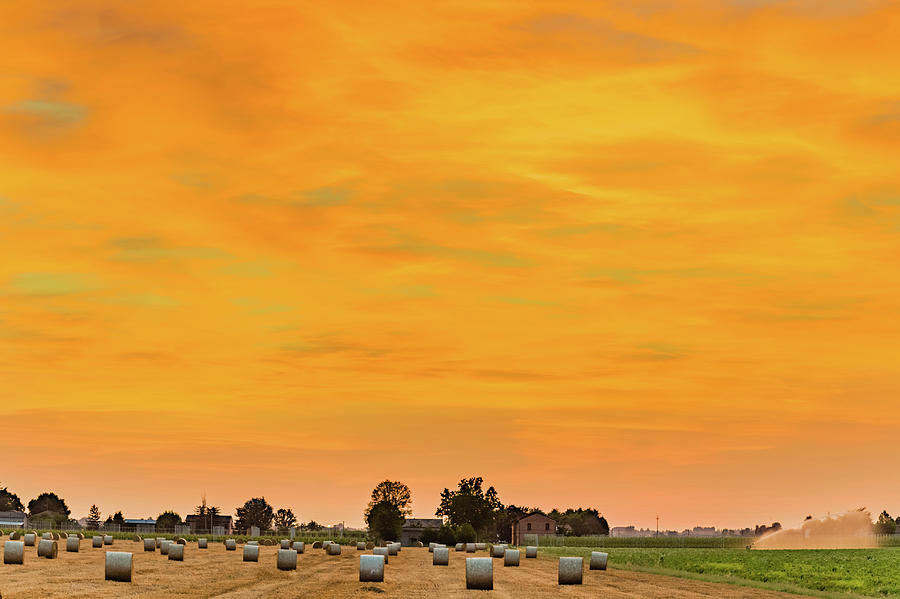 Sunset On Hay Bales #1 Photograph by Vivida Photo PC